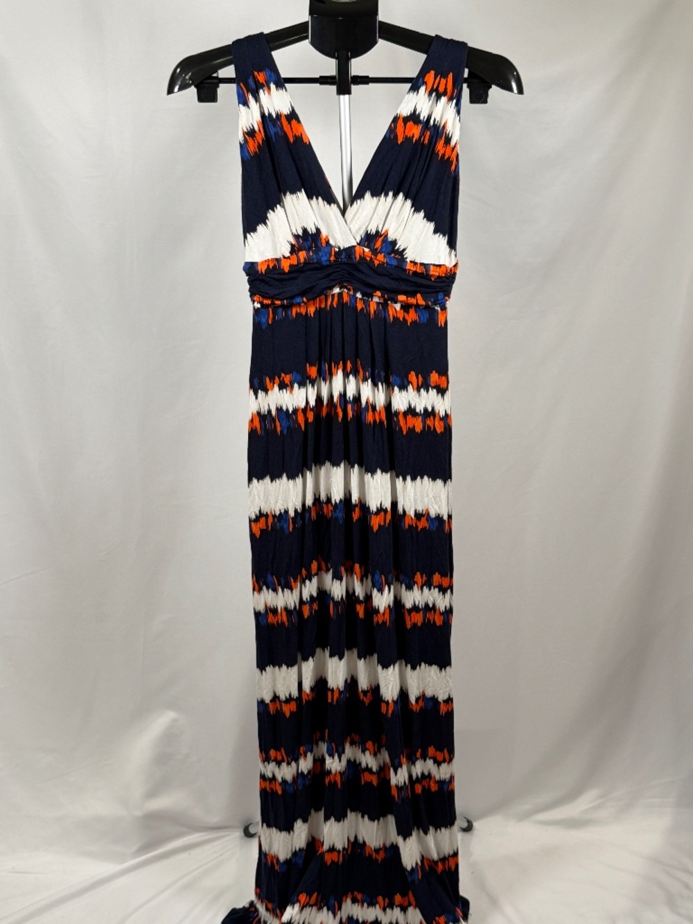 Tart Navy Orange Ikat Print Maxi Dress Small